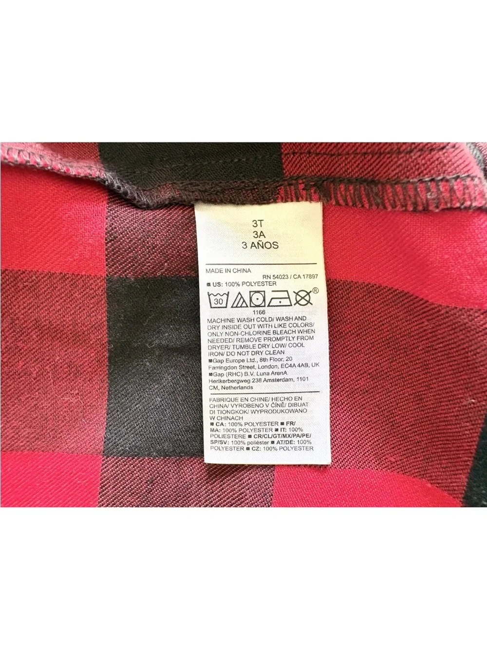 Old Navy Red and Black Buffalo Plaid Kids Pajama Set 3T Matching Family